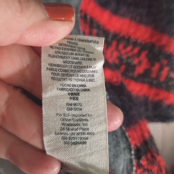 Free People Boho Gray Raw Hem Sweatshirt Red & Purple Thermal Womens - Picture 5 of 8